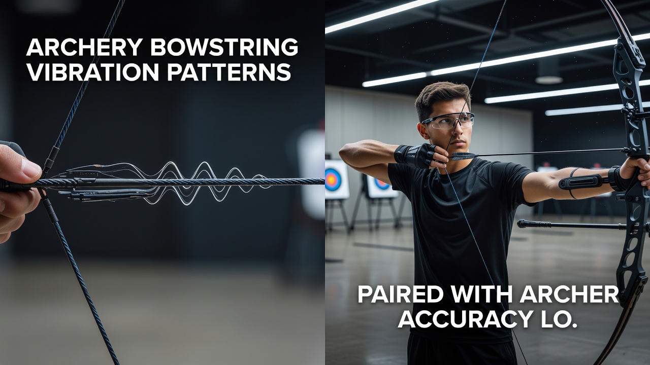 Graph overlay showing bowstring vibration waveforms aligned with archer accuracy logs from a full competition season