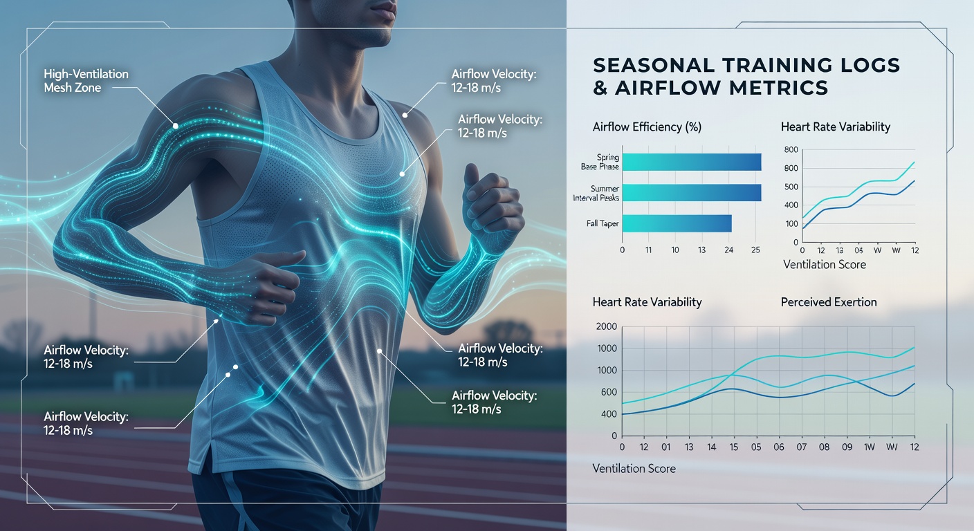Airflow sensor placement on a running singlet fabric zones during interval training