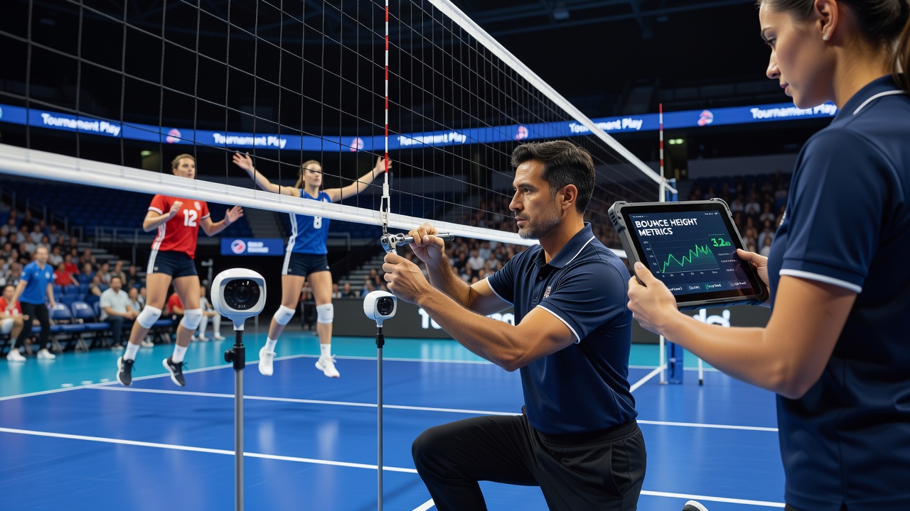 Setter executing a precise set with overlaid precision tracking data from court analysis systems
